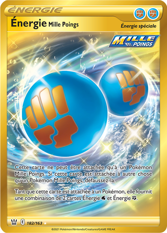 Carte Pokémon Énergie Mille Poings 182/163 Gold Styles de Combat