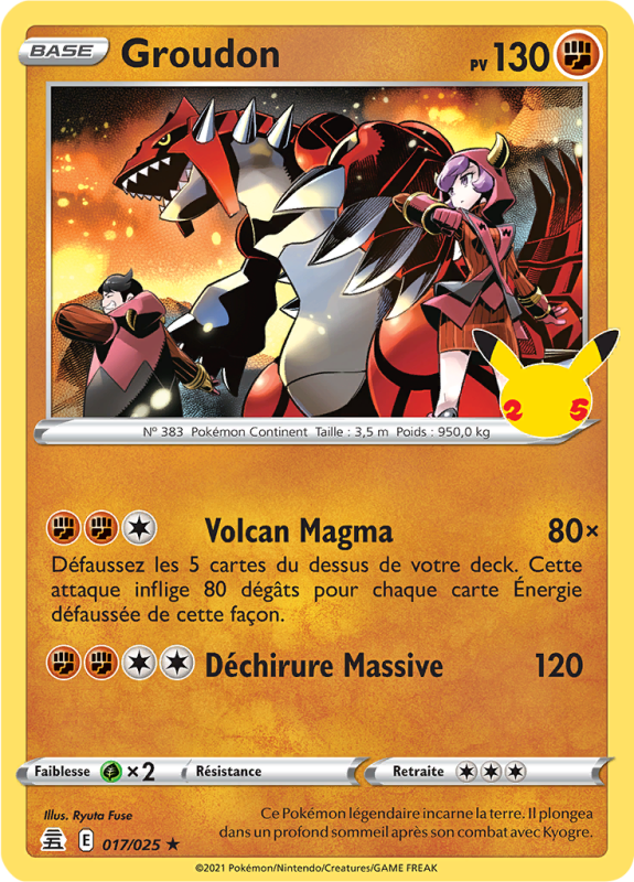 Carte Pokémon Groudon 017/025 Holographique Célébrations (JCC)