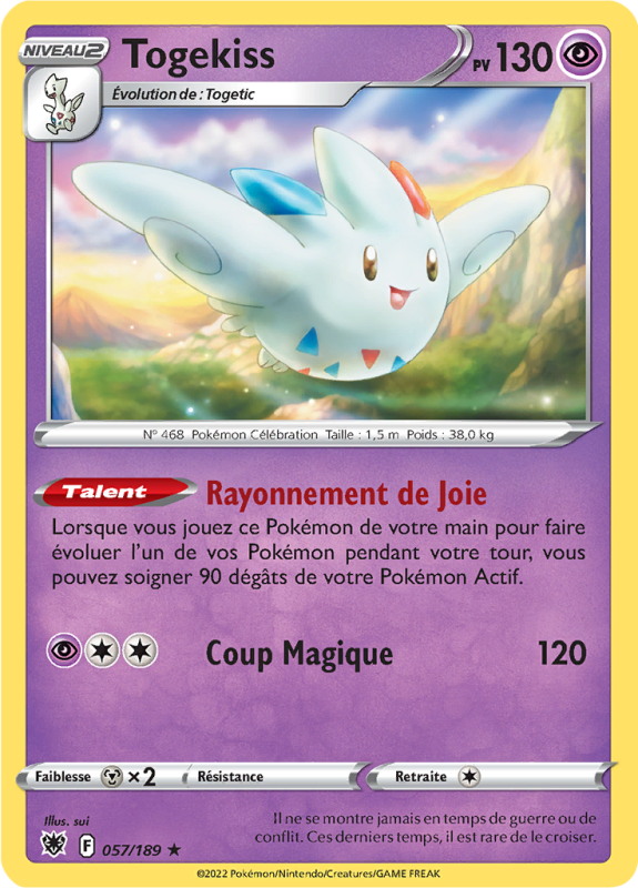 Carte Pokémon Togekiss 057/189 Holographique Astres Radieux