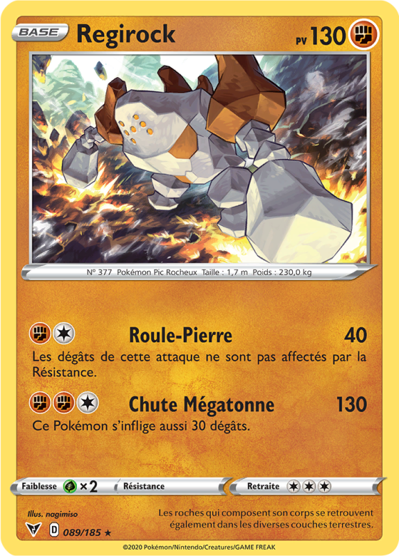 Carte Pokémon Regirock 089/185 Holographique Voltage Éclatant