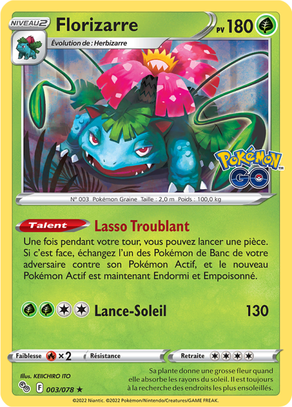 Carte Pokémon Florizarre 003/078 Holographique Pokémon GO (JCC)
