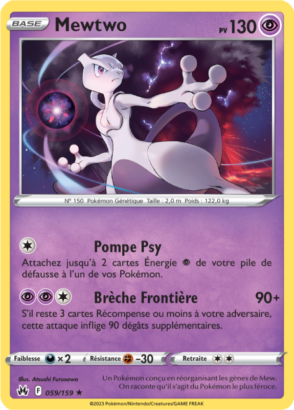 Carte Pokémon Mewtwo 059/159 Holographique Zénith Suprême
