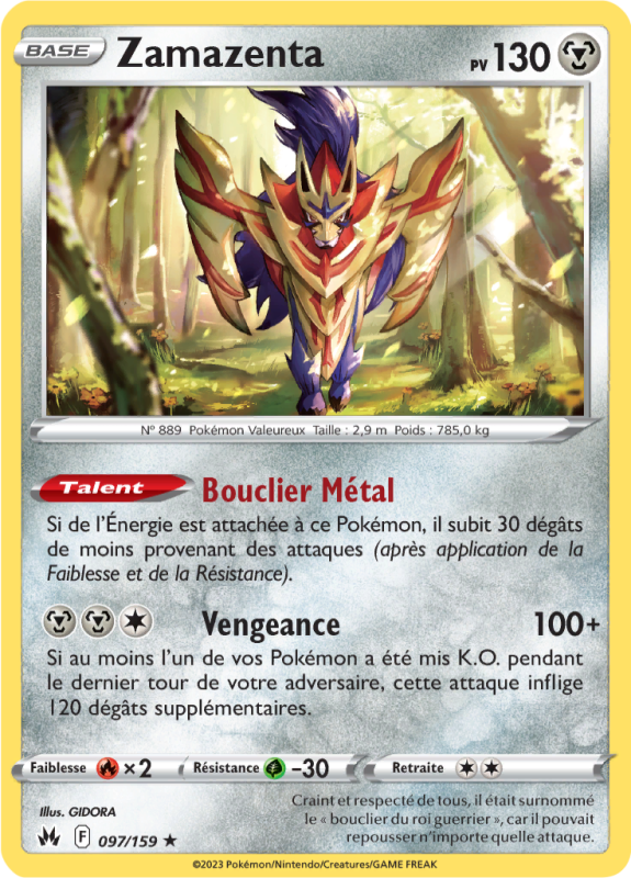 Carte Pokémon Zamazenta 097/159 Holographique Zénith Suprême