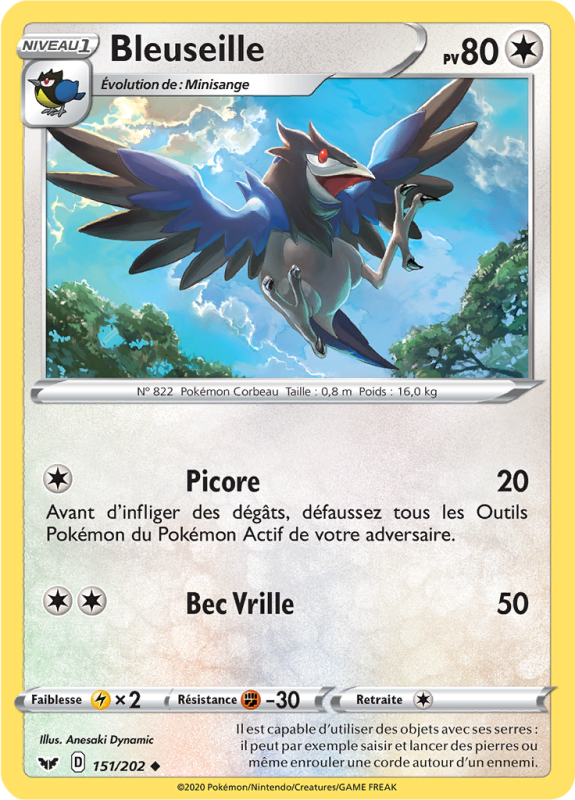 Carte Pokémon Bleuseille 151/202 Peu commune Épée et Bouclier (JCC)