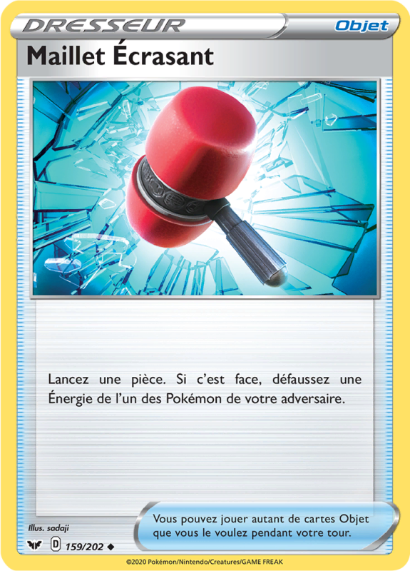Carte Pokémon Maillet Écrasant 159/202 Peu commune Épée et Bouclier (JCC)