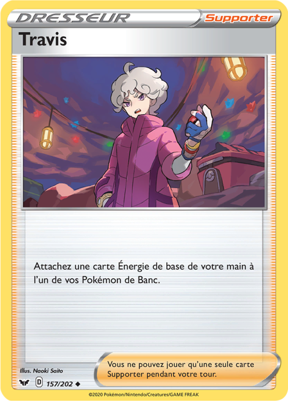 Carte Pokémon Travis 157/202 Peu commune Épée et Bouclier (JCC)