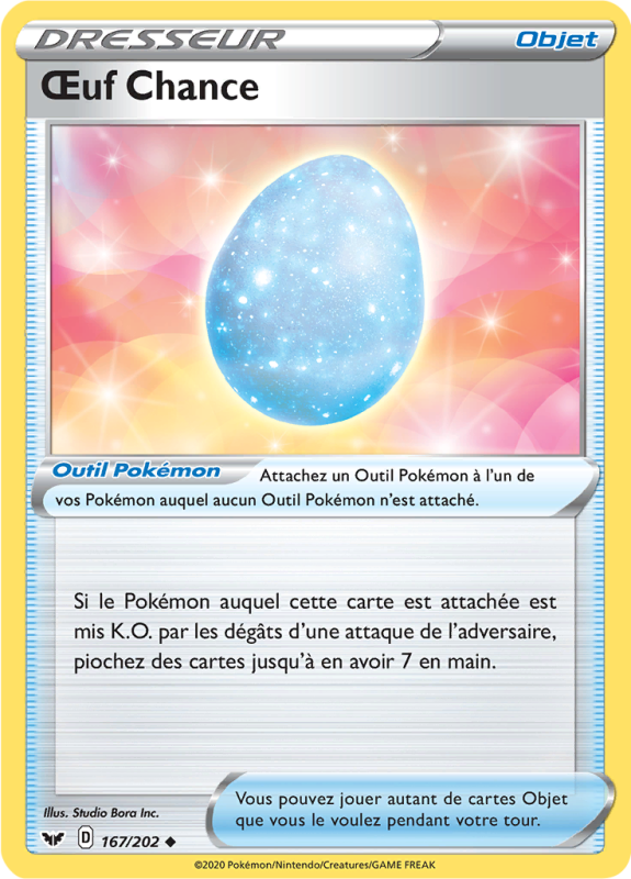 Carte Pokémon Œuf Chance 167/202 Peu commune Épée et Bouclier (JCC)