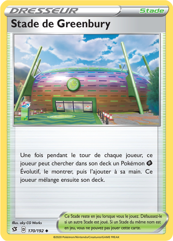 Carte Pokémon Stade de Greenbury 170/192 Peu commune Clash des Rebelles