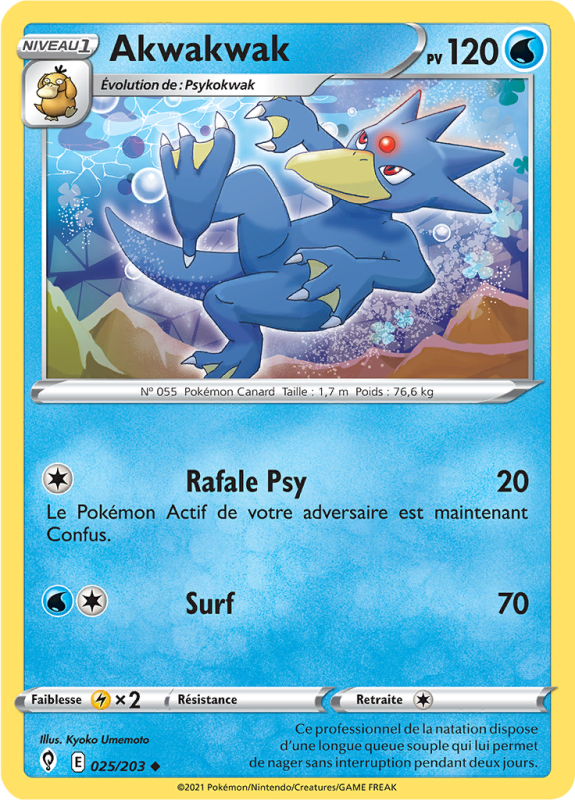 Carte Pokémon Akwakwak 025/203 Peu commune Évolution Céleste