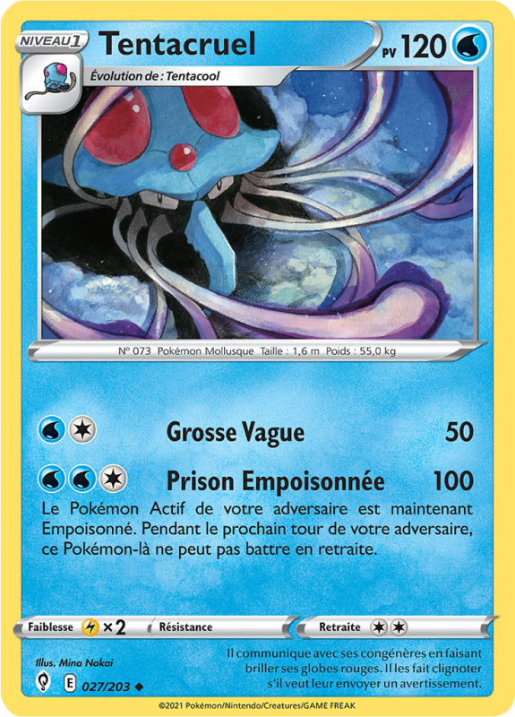 Carte Pokémon Tentacruel 027/203 Peu commune Évolution Céleste