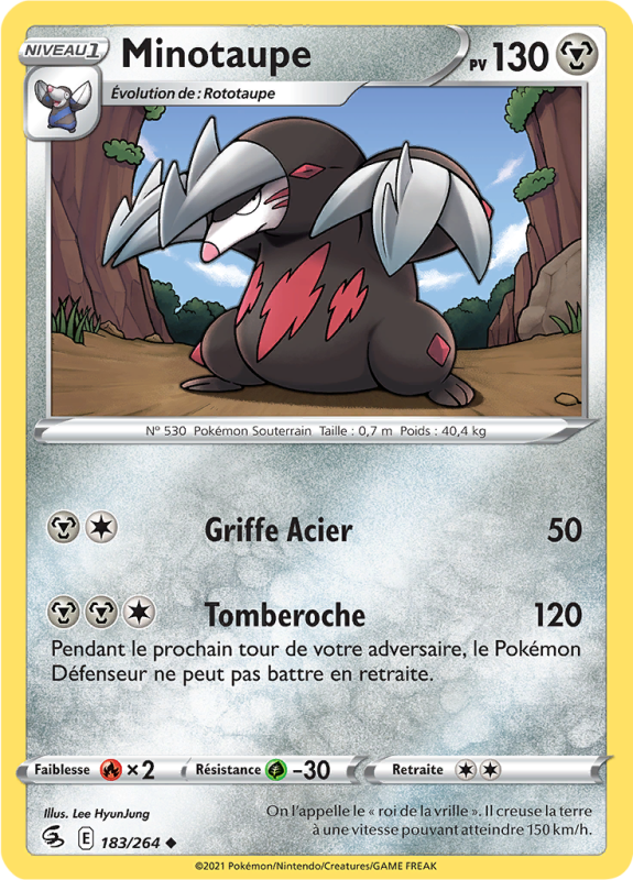 Carte Pokémon Minotaupe 183/264 Peu commune Poing de Fusion