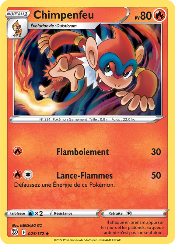 Carte Pokémon Chimpenfeu 025/172 Peu commune Stars Étincelantes