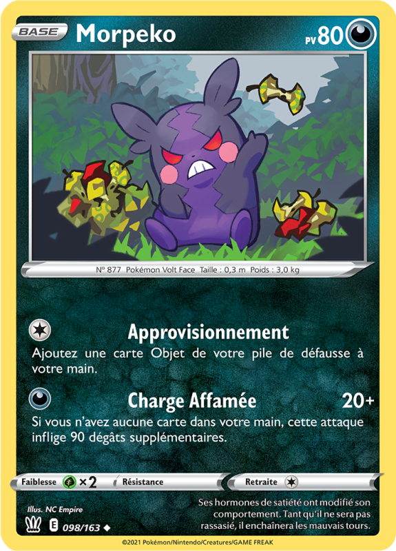 Carte Pokémon Morpeko 098/163 Peu commune Styles de Combat