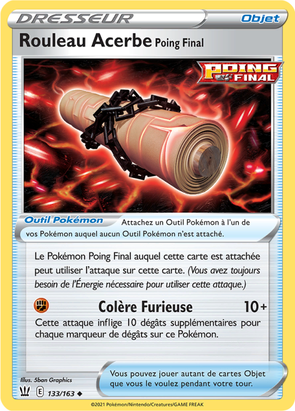 Carte Pokémon Rouleau Acerbe Poing Final 133/163 Peu commune Styles de Combat
