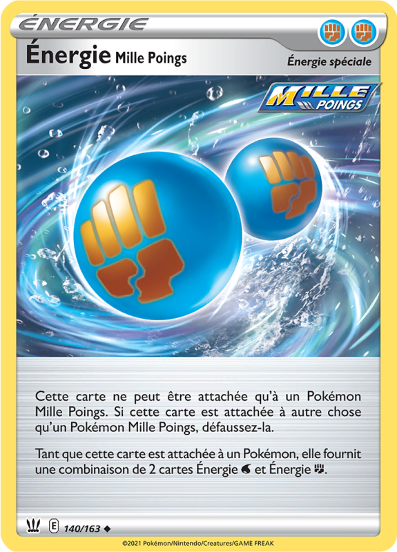 Carte Pokémon Énergie Mille Poings 140/202 Peu commune Styles de Combat