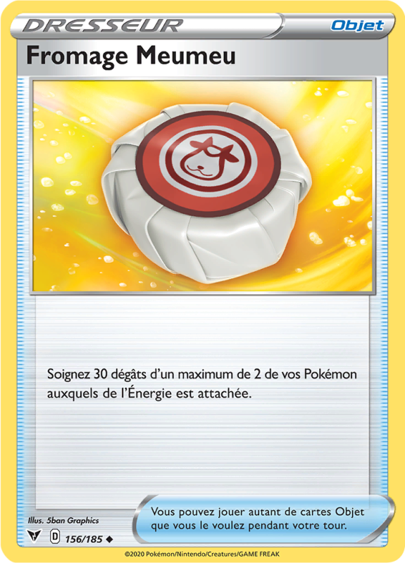 Carte Pokémon Fromage Meumeu 156/185 Peu commune Voltage Éclatant