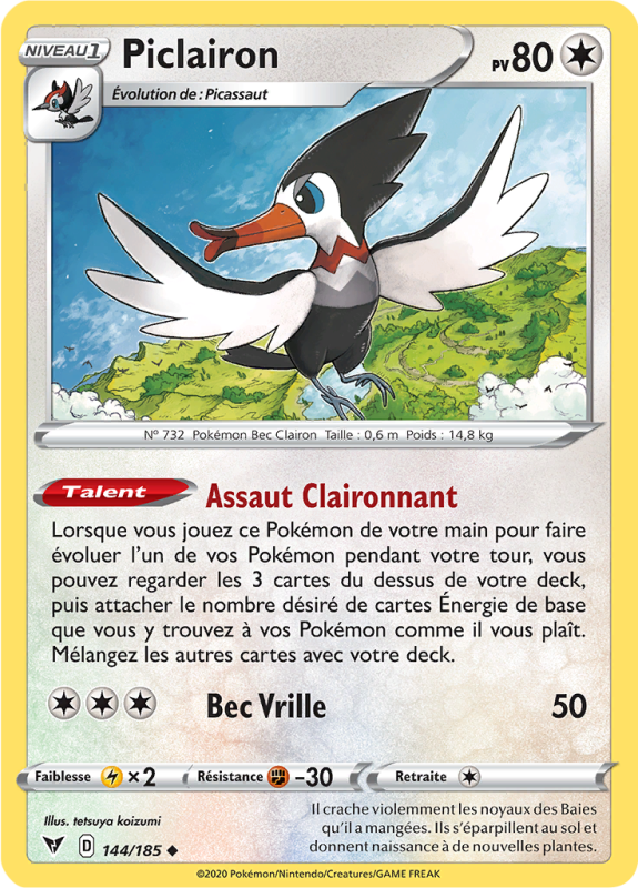 Carte Pokémon Piclairon 144/185 Peu commune Voltage Éclatant