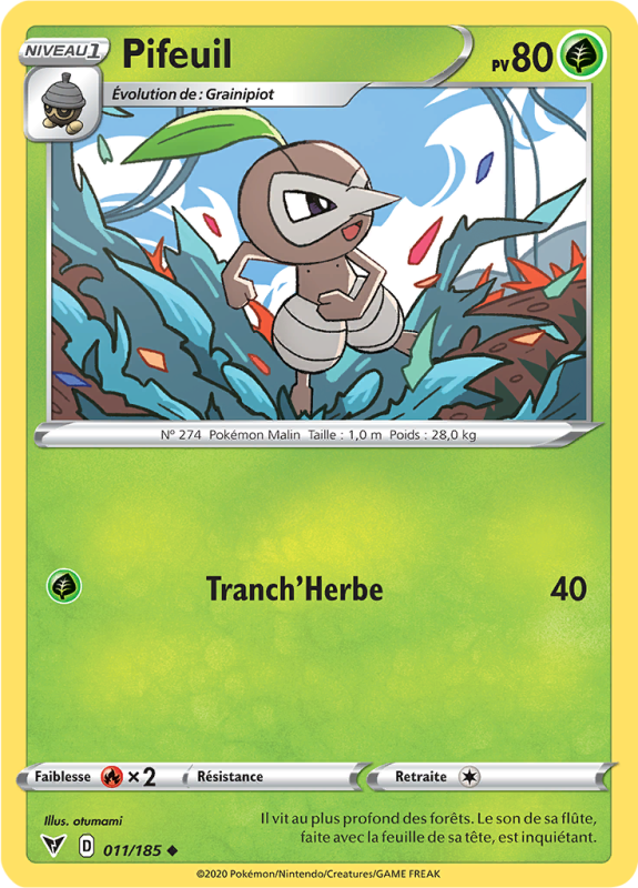 Carte Pokémon Pifeuil 011/185 Peu commune Voltage Éclatant