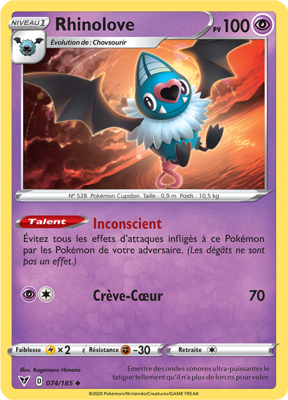 Carte Pokémon Rhinolove 074/185 Peu commune Voltage Éclatant