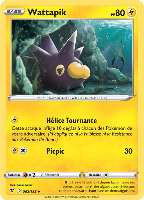 Carte Pokémon Wattapik 062/185 Peu commune Voltage Éclatant