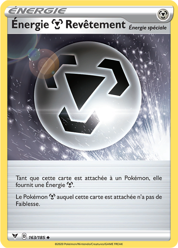 Carte Pokémon Énergie Métal Revêtement 163/185 Peu commune Voltage Éclatant