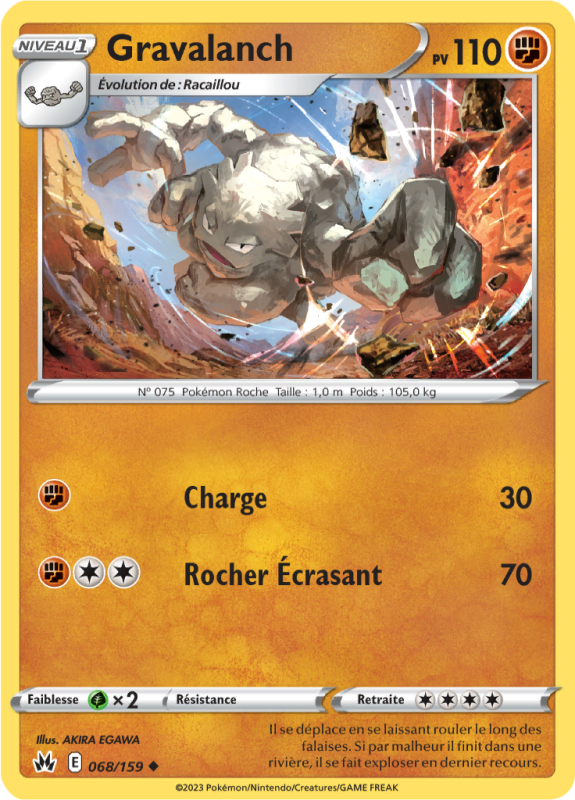 Carte Pokémon Gravalanch 068/159 Peu commune Zénith Suprême