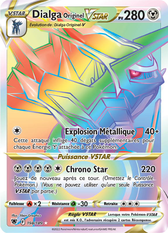 Carte Pokémon Dialga Originel-VSTAR 198/189 Rainbow Astres Radieux