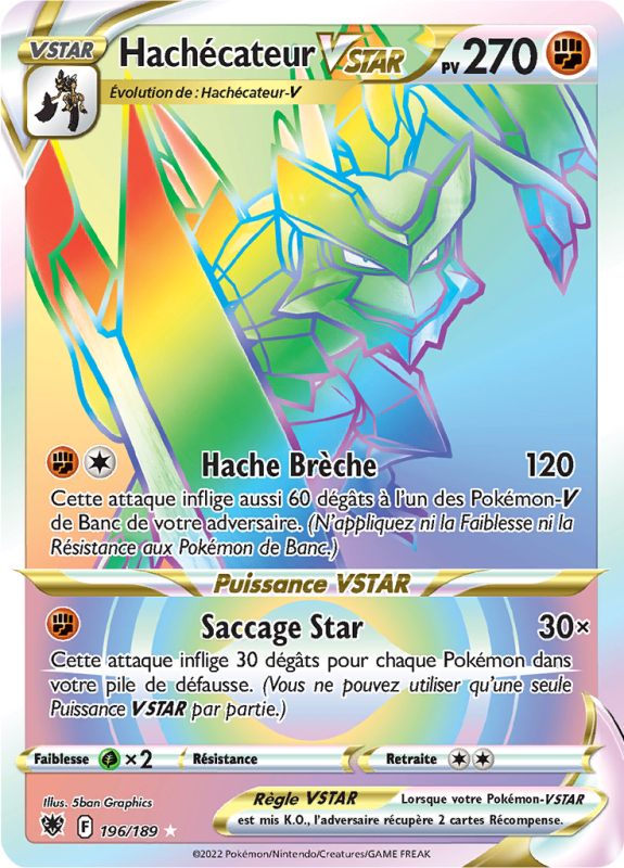 Carte Pokémon Hachécateur-VSTAR 196/189 Rainbow Astres Radieux