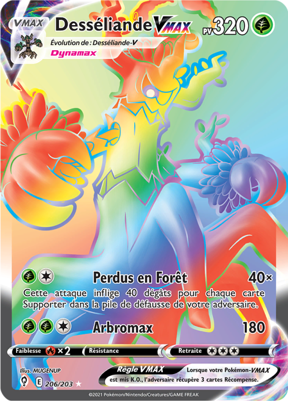 Carte Pokémon Desséliande-VMAX 206/203 Rainbow Évolution Céleste