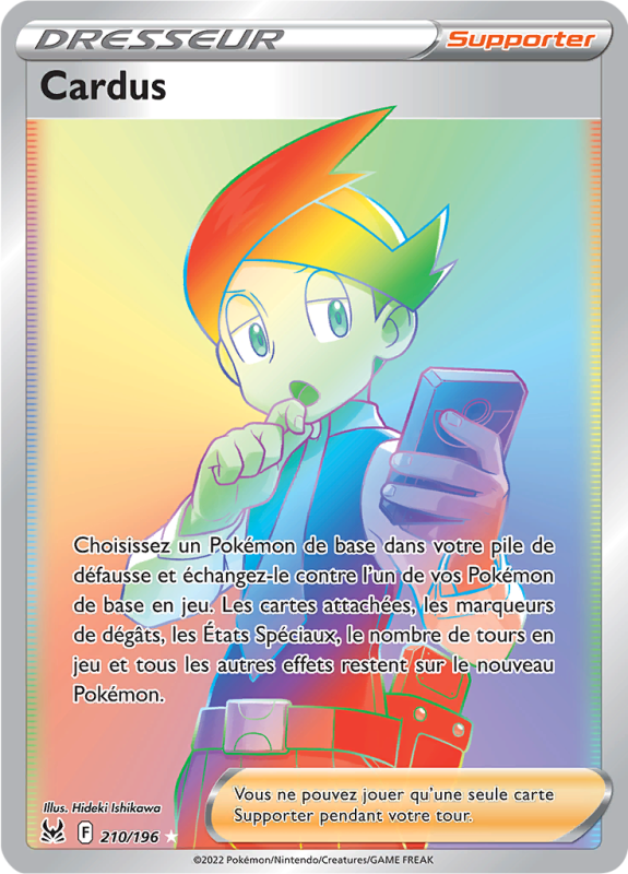 Carte Pokémon Cardus 210/196 Rainbow Origine Perdue