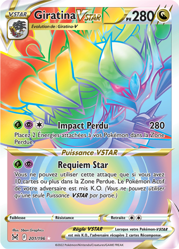 Carte Pokémon Giratina-VSTAR 201/196 Rainbow Origine Perdue