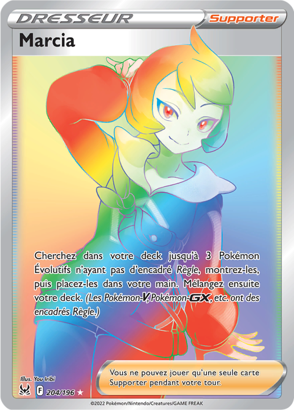 Carte Pokémon Marcia 204/196 Rainbow Origine Perdue