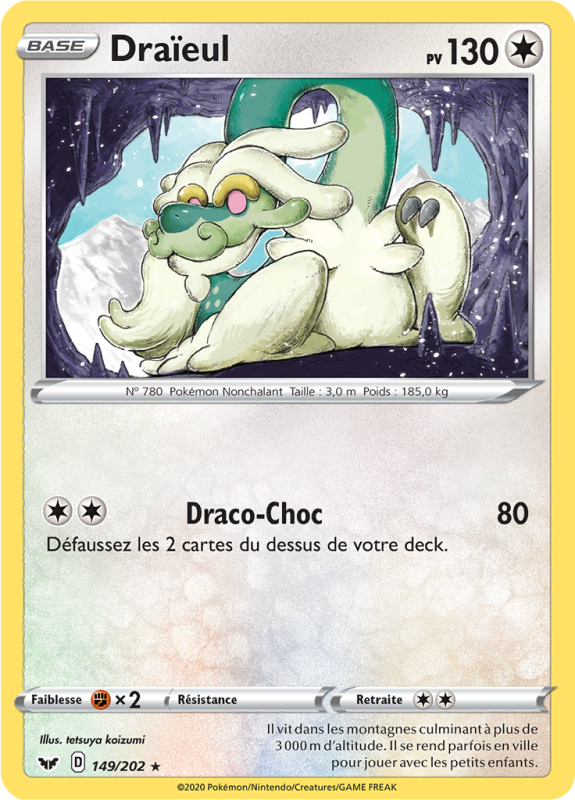 Carte Pokémon Draïeul 149/202 Rare Épée et Bouclier (JCC)