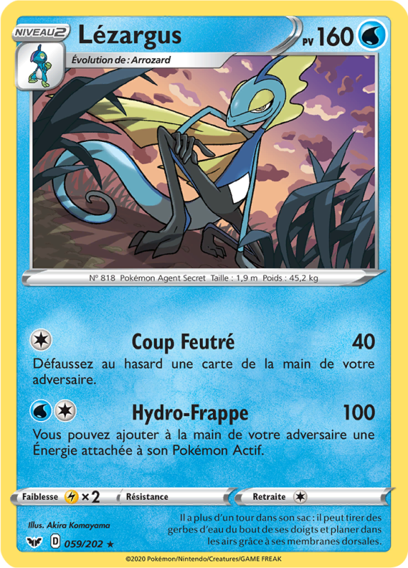 Carte Pokémon Lézargus 059/202 Rare Épée et Bouclier (JCC)