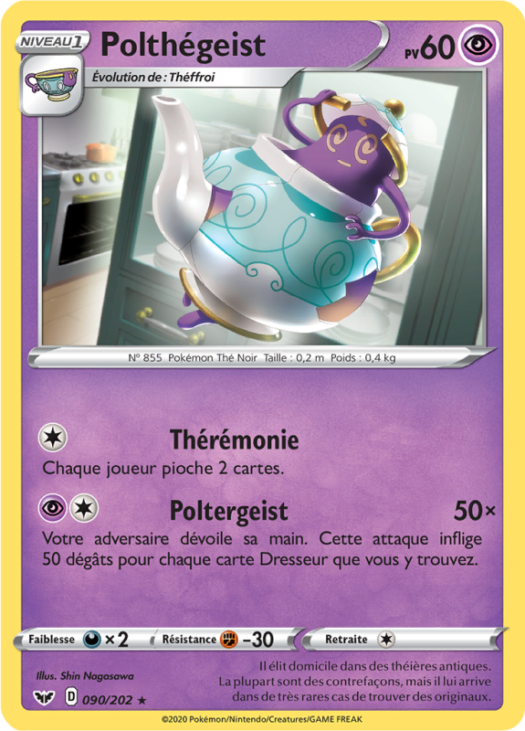 Carte Pokémon Polthégeist 090/202 Rare Épée et Bouclier (JCC)