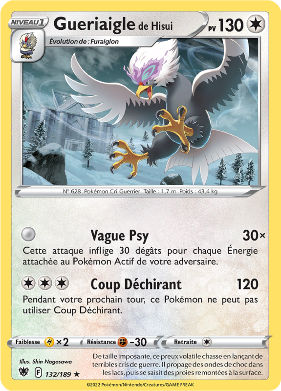 Carte Pokémon Gueriaigle de Hisui 132/189 Rare Astres Radieux