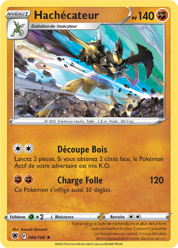 Carte Pokémon Hachécateur 086/189 Rare Astres Radieux