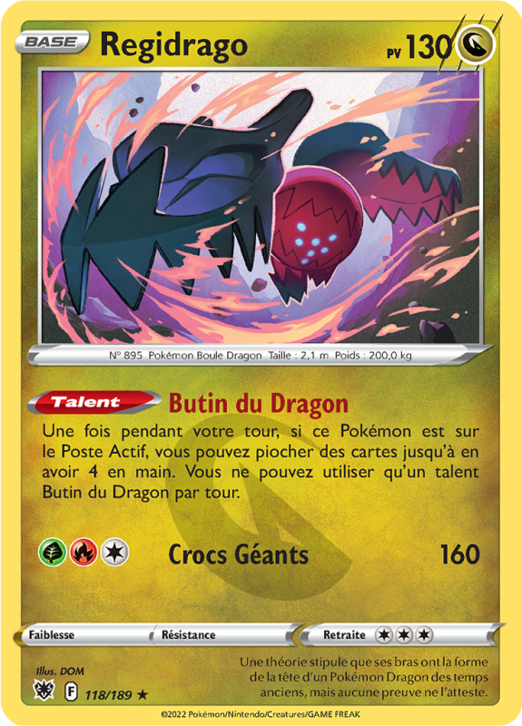 Carte Pokémon Regidrago 118/189 Rare Astres Radieux