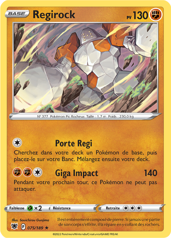 Carte Pokémon Regirock 075/189 Rare Astres Radieux