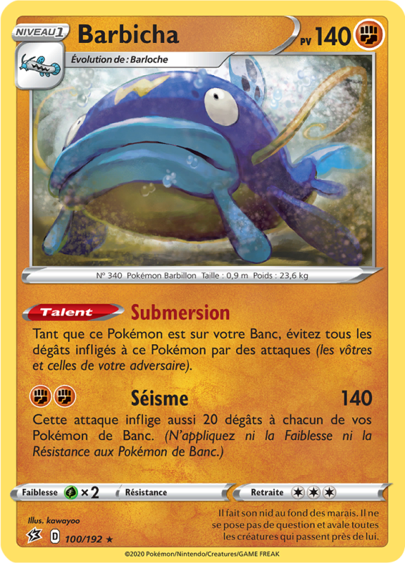 Carte Pokémon Barbicha 100/192 Rare Clash des Rebelles