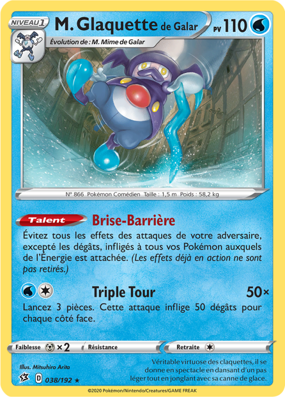 Carte Pokémon M. Glaquette de Galar 038/192 Rare Clash des Rebelles