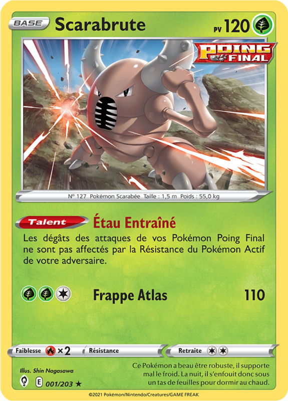 Carte Pokémon Scarabrute 001/203 Rare Évolution Céleste