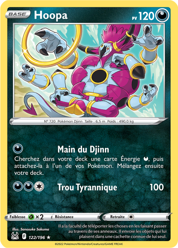 Carte Pokémon Hoopa 122/196 Rare Origine Perdue