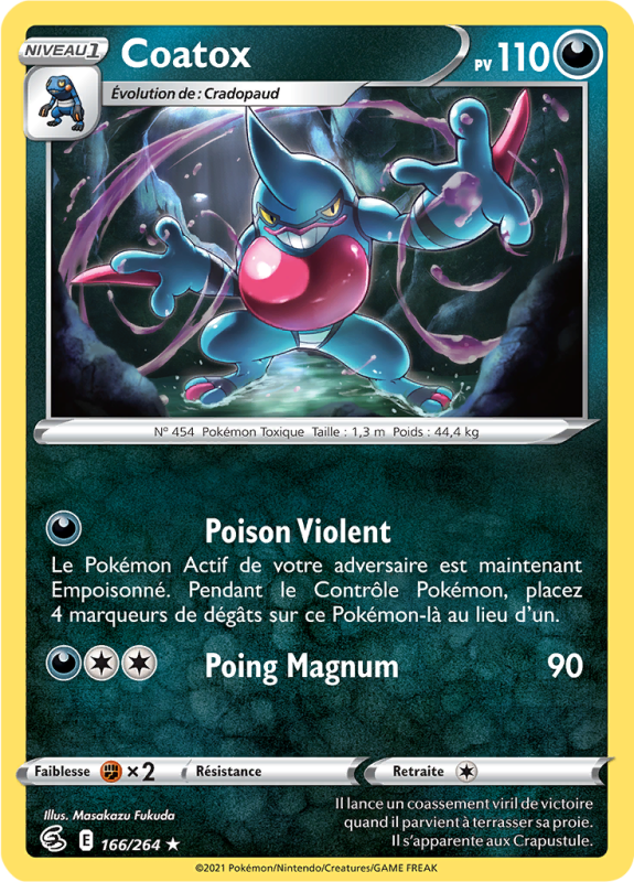 Carte Pokémon Coatox 166/264 Rare Poing de Fusion