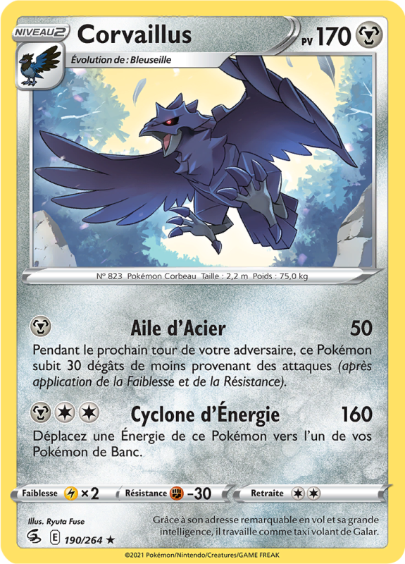 Carte Pokémon Corvaillus 190/264 Rare Poing de Fusion