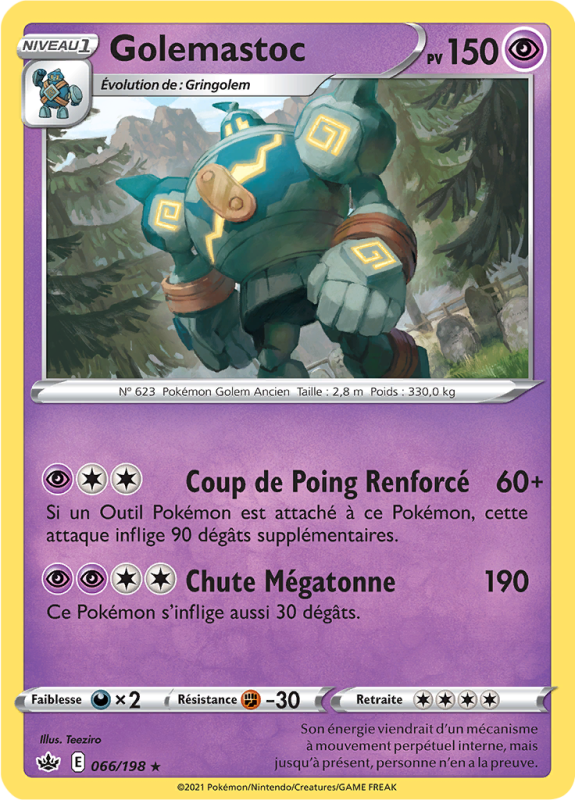 Carte Pokémon Golemastoc 066/198 Rare Règne de Glace