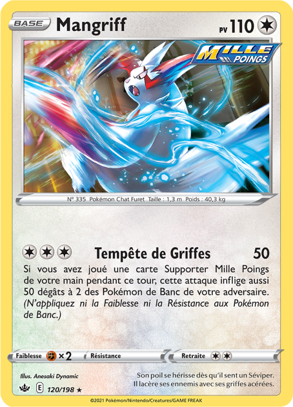 Carte Pokémon Mangriff 120/198 Rare Règne de Glace
