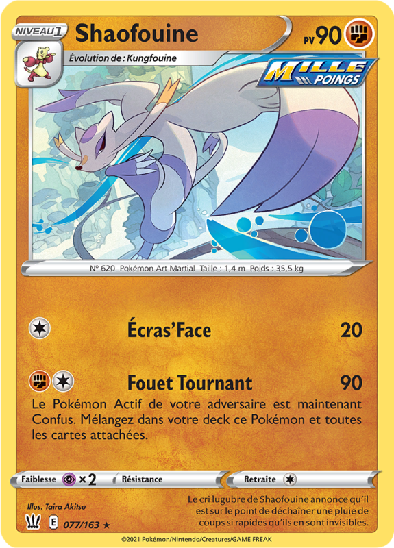 Carte Pokémon Shaofouine 077/163 Rare Styles de Combat