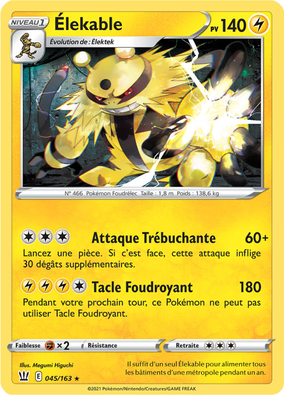 Carte Pokémon Élekable 045/163 Rare Styles de Combat