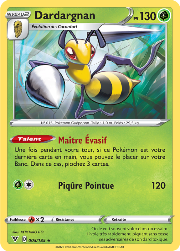Carte Pokémon Dardargnan 003/185 Rare Voltage Éclatant